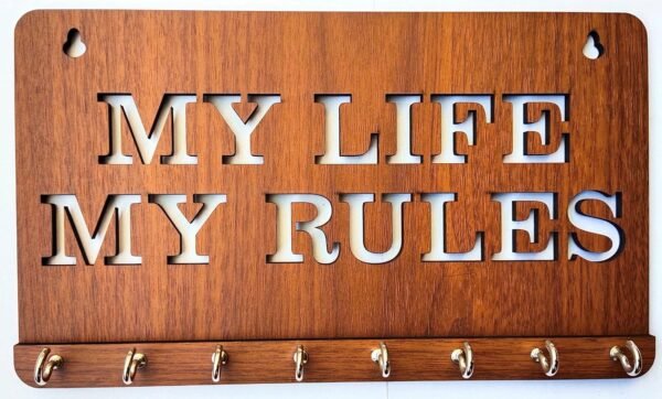 My Dream Carts My Life My Rules Motivational Quotes Wooden Key Holder for Wall, Keys Stand, Wall Key Hanger for Home Decor, Key Chain Organizer, Wood Wall Mounted Key Holders...