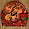 Colorful Indian-inspired jewelry organizer featuring traditional art with vibrant floral and female motifs, ideal for storing accessories and enhancing home decor.